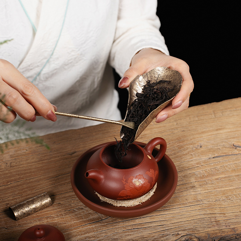 Ruorong Tea Art Чай ручной работы, латунный античный чай, чайная ложка, чайная ложка, чайная ложка, чайная игла кунг-фу, набор шести джентльменов