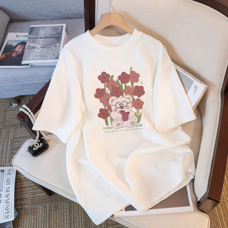 纯棉白色短袖t恤女夏季新款欧货大码上衣宽松显瘦体恤ins|undefined