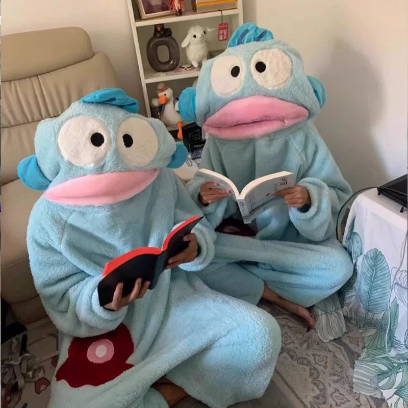 Clownfish Pajamas for Women, Cute Coral Velvet One-Piece Winter New Big-Headed Fish Home Clothes, Little Fish Pajamas