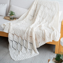 ins风鱼鳞纹针织毯 设计感办公室午睡毯民宿沙发盖毯床尾毛线毯子