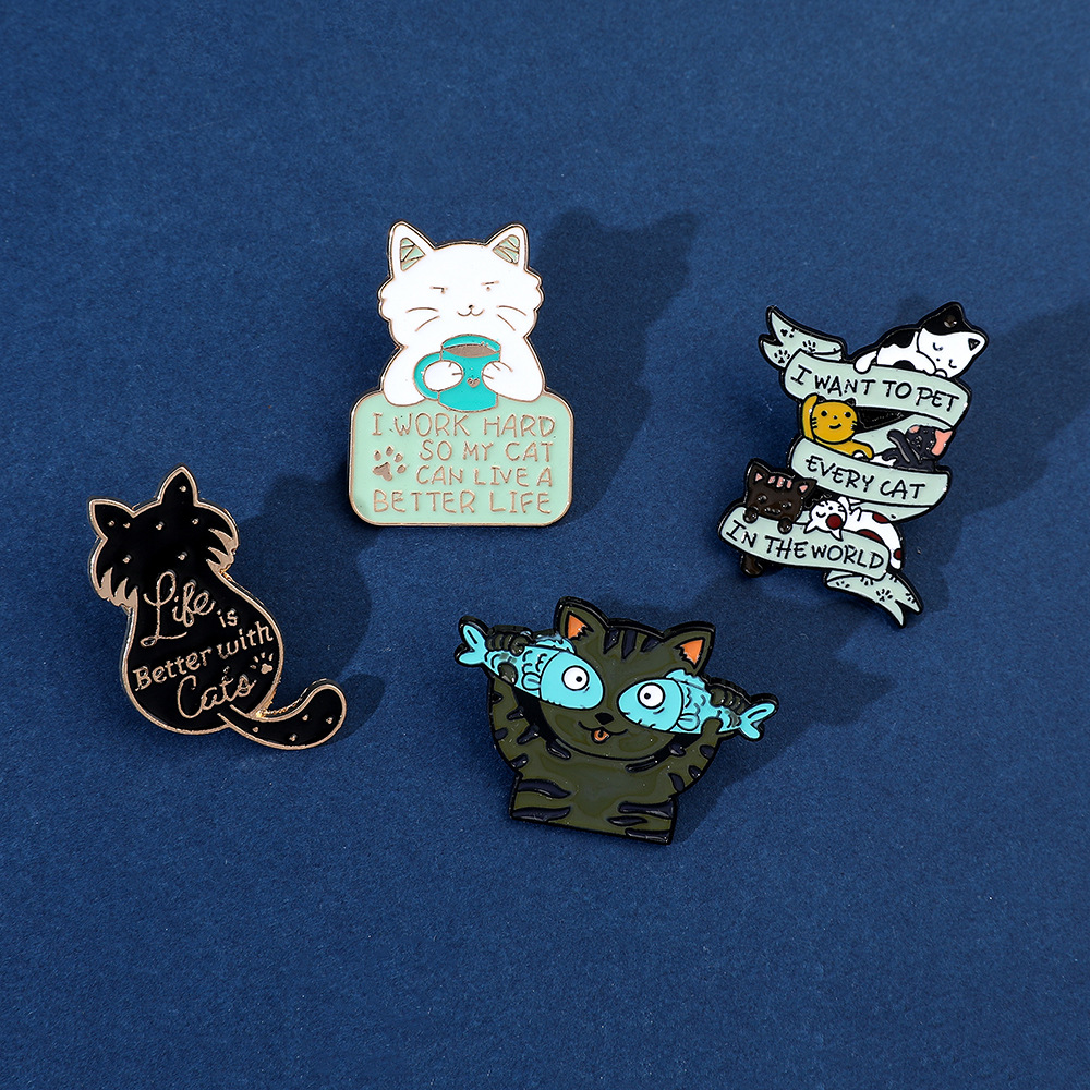 9g Weight Brooches Classification Daily Occasion Alloy Material Letter, Cat, Fish Pattern Unisex Gender Cartoon, Enamel Design Cute Style Cute Pin Letter Cat Fish Alloy Cartoon Enamel Unisex Brooches 13