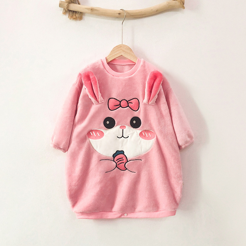 Bebé de franela engrosada camisón de los niños de invierno cálido pijamas de una sola pieza 3.4.5.6 años de edad los niños camisón al por mayor