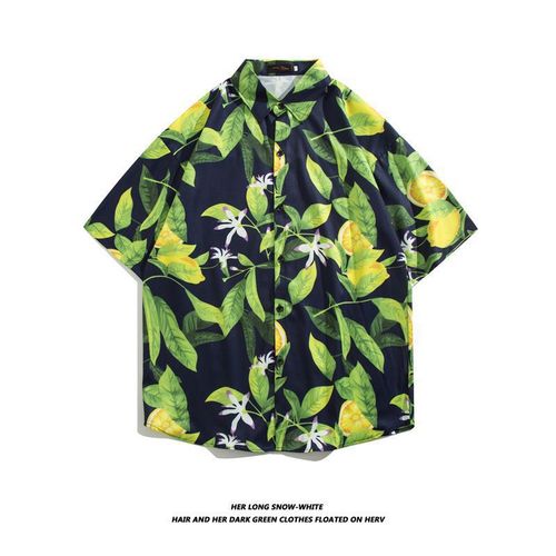Short-sleeved floral shirt Hainan Island suit beach suit Sanya summer wind Thailand travel men's couple casual loose shirt 