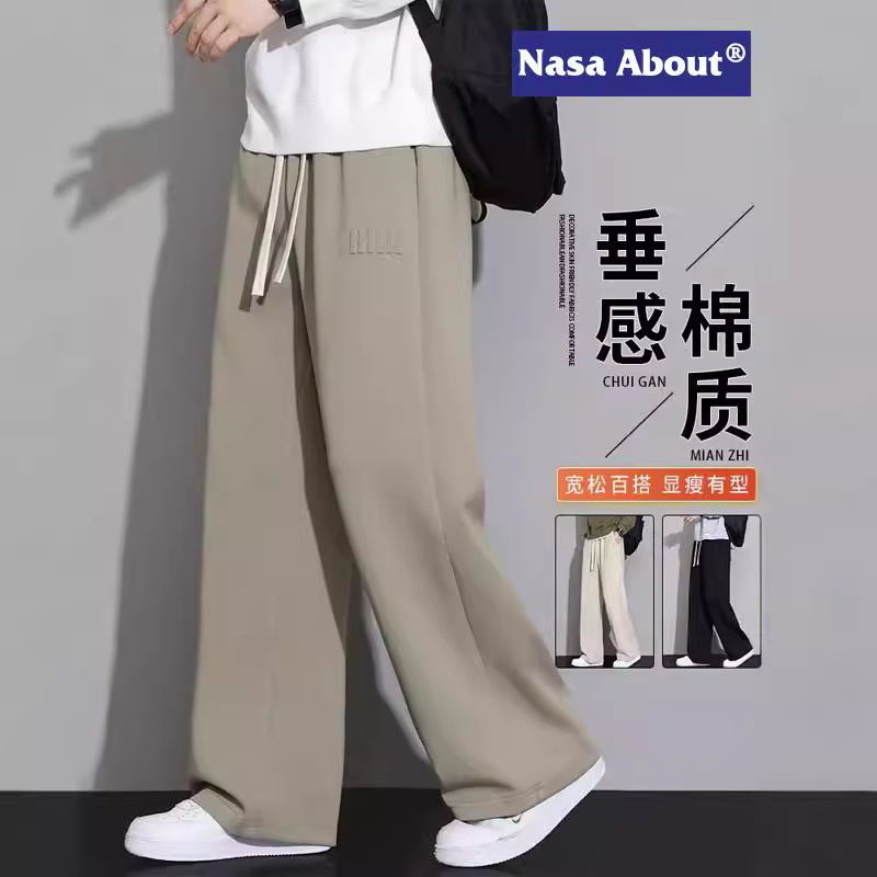 NASA Fashion Brand Loose Straight Pants Men's Spring and Autumn Cotton Wide Leg Sports Pants plus size Casual Pants