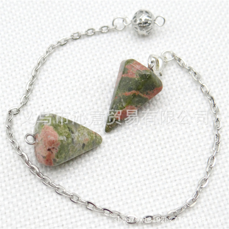 Venta caliente ágata natural cristal piedra preciosa cono hexágono cono colgante DIY cristal colgante espíritu péndulo