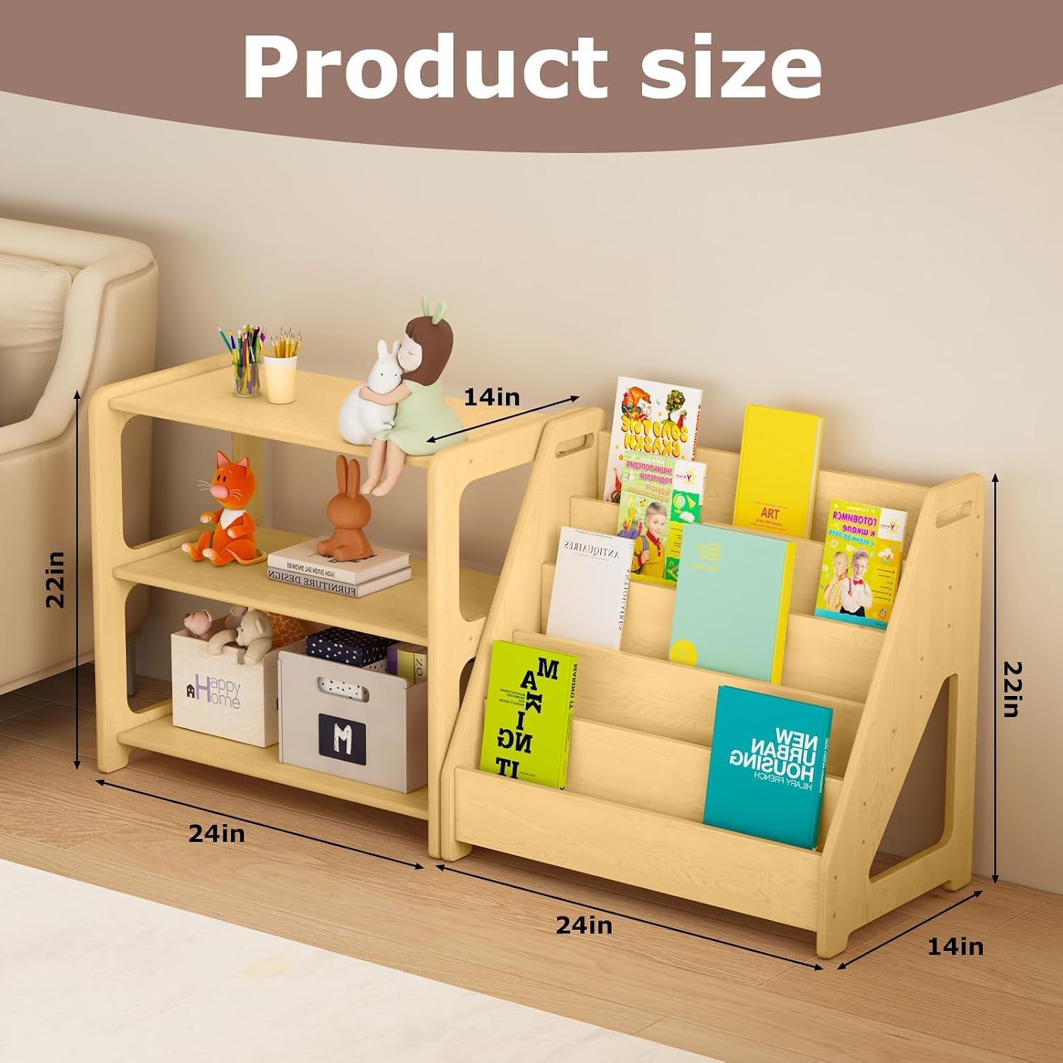 Cross-border Wooden Children's Toy Rack Storage Shelf Montessori Children's Toy Storage Rack Picture Book Rack Children's Bookshelf