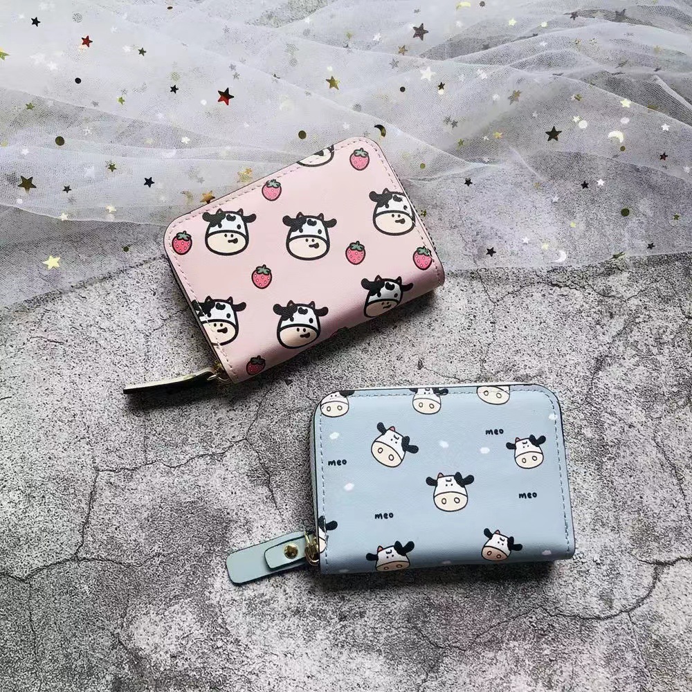 Women's All Seasons Pu Leather Color Block Cute Square Zipper Card Holder