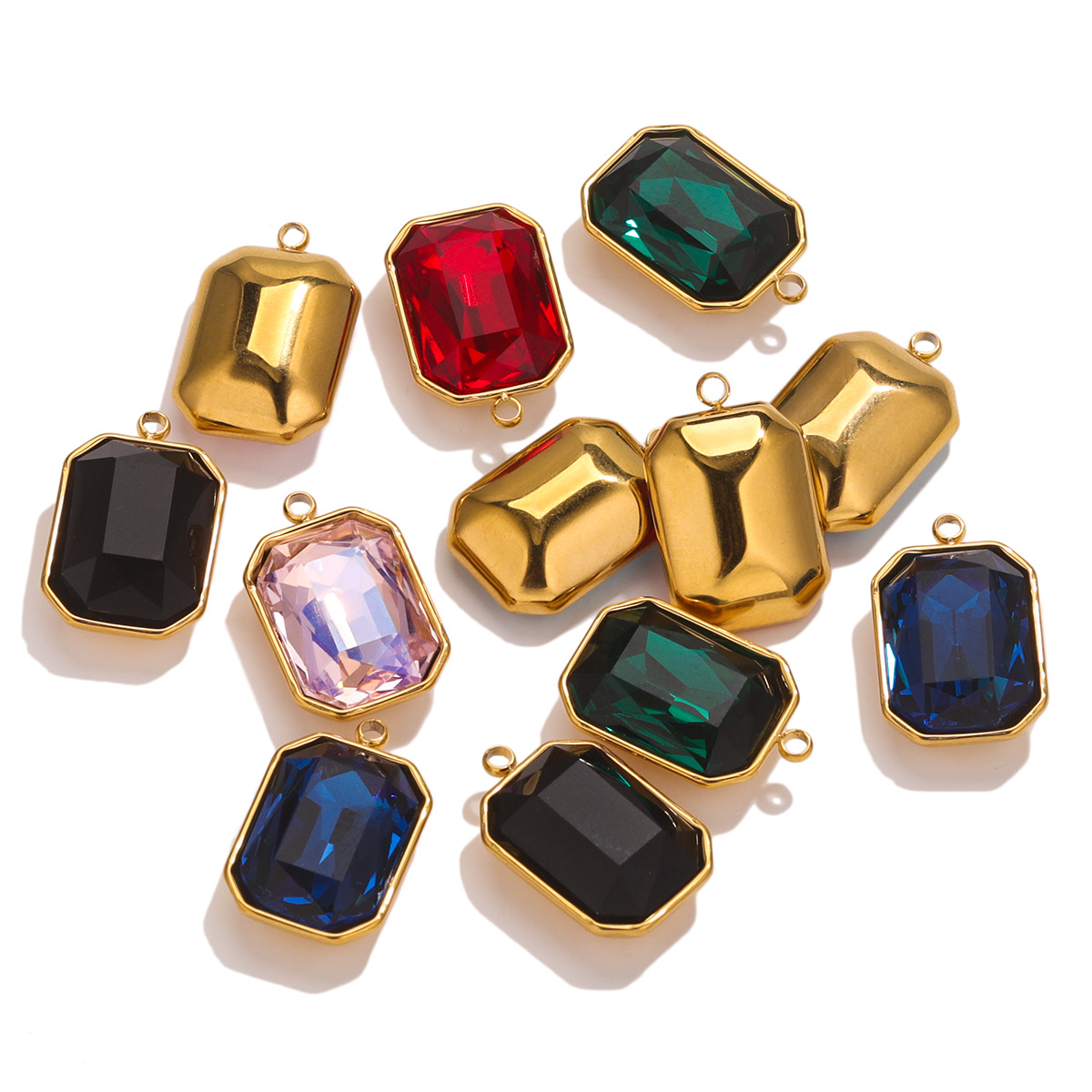 Acero inoxidable cristal colgante mar azul gema color titanio acero colgante collar DIY accesorios de la joyería