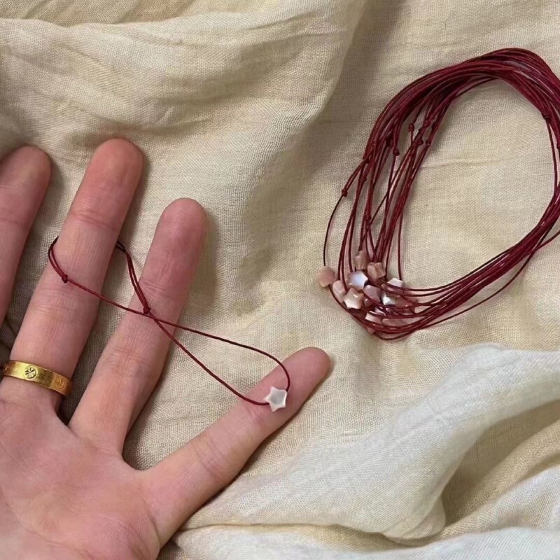 Little Red Riding Book Same Style Star Powder Shell Bracelet Female ben Life Year Hand Rope Adjustable Red Rope for Girlfriend Gift Little Red Riding Book Same Style Star Powder Shell Bracelet Female ben Life Year Hand Rope Adjustable Red Rope for Girlfriend Gift