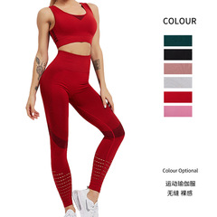 Fitness Sports Set Western Cross-border New Tight Yoga Top High-waisted Long Pants Solid Color Yoga Wear for Women