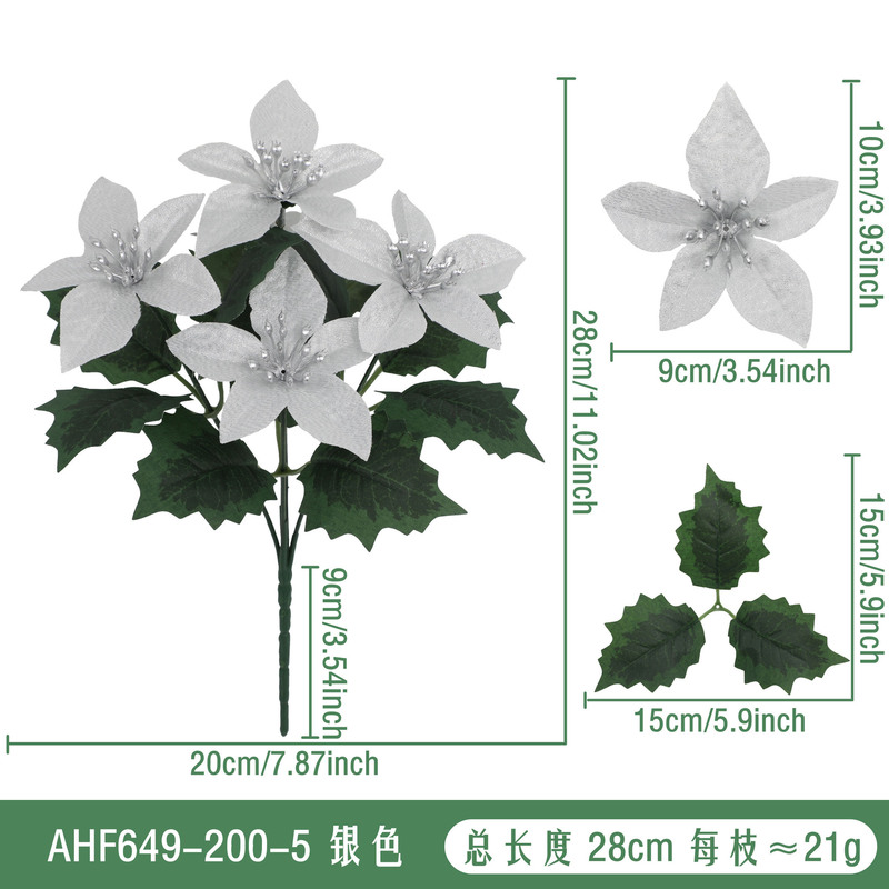 跨境仿真花圣诞一品红假花家居装饰摆件节日场景布置仿真绿植批发|undefined