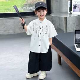 男童夏装新中式汉服中国风宝宝夏天衣服帅气儿童夏季短袖套装薄款