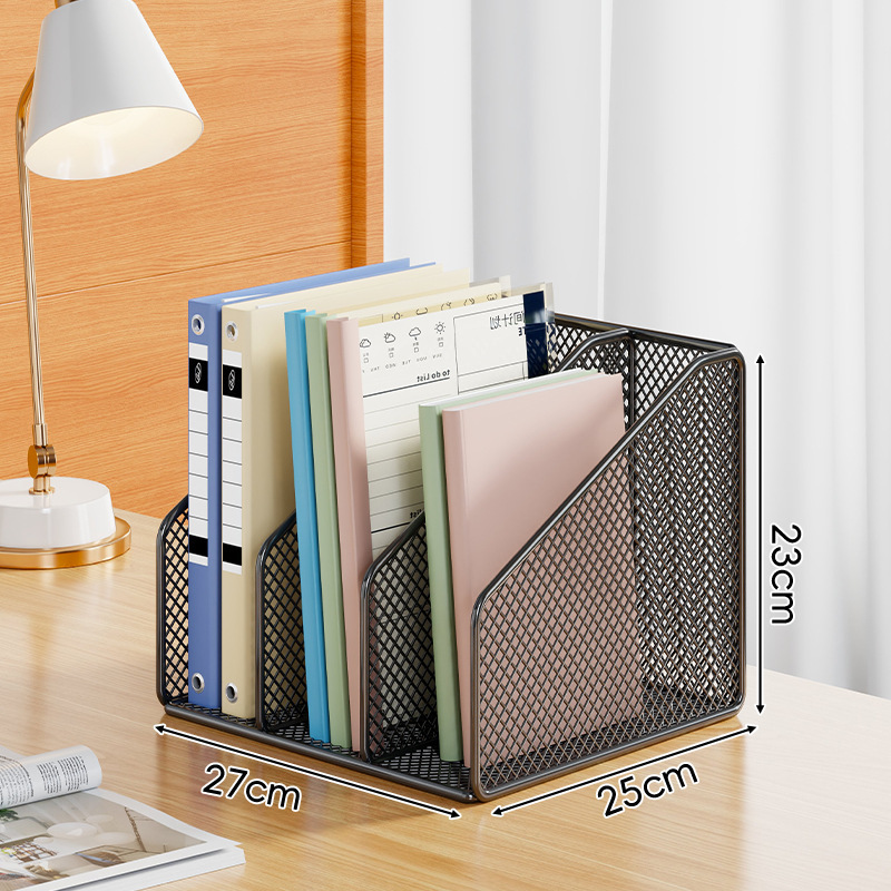 金属ファイルラックデスクトップシンプルな垂直本棚オフィスデータファイル収納バスケット事務用品整理ラック|undefined