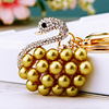 Beads from pearl, swan, golden metal keychain, cute pendant, accessory, Birthday gift, wholesale