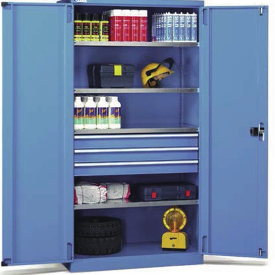 双门工具柜 玻璃门储物柜 车间储物柜 钢制储物柜 冠久供