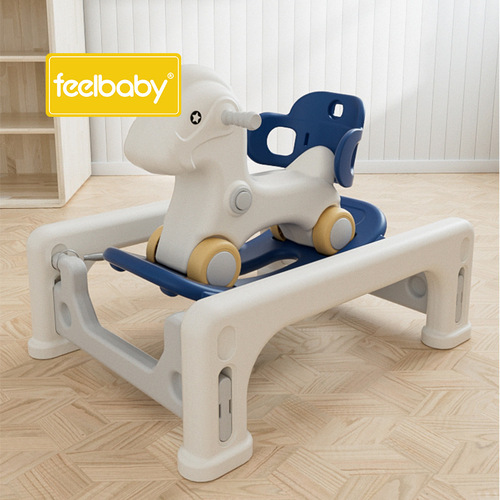 Children's Swing and Trampoline Combo, 2-in-1 Baby's First Birthday Gift, Large and Thick Swing Horse Toy for 1-6 Years Old