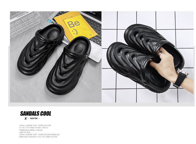 Dép sandal nam bít mũi lỗ thoáng khí kiểu thể thao đi biển — Màu be, Màu trắng, Màu đen, Xanh huỳnh quang chi tiết 22
