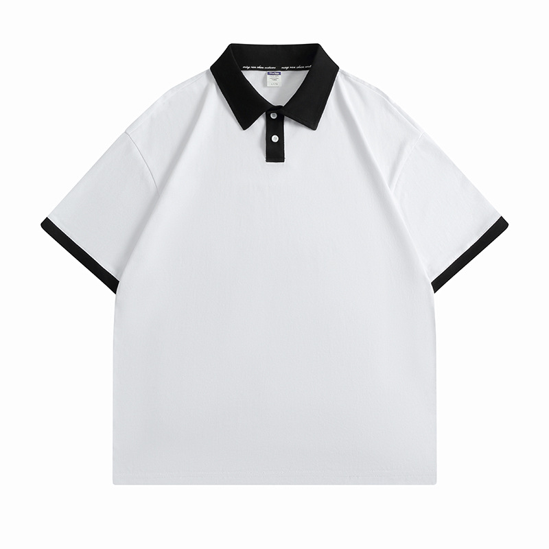 Tallas europeas y americanas, estilo retro americano, mangas raglán, camiseta holgada de algodón puro con cuello, polo de marca de moda, personalizable