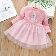 Princess Elsa Ice Queen Dress 2022 Spring Autumn New Girl Spring Autumn Knit Elsa Princess Skirt