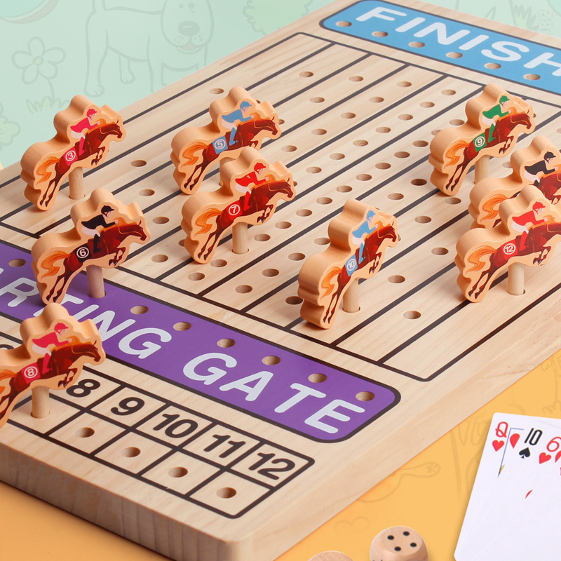 Juego de escritorio de Ajedrez de Carreras de Caballos de madera para niños ajedrez bebé educación temprana batalla lógica pensamiento entrenamiento juego de juguete educativo