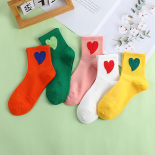 Internet Celebrity Explosions Peach Heart Sports Stockings Children's Dopamine Roof Mid-length Stockings Thin Candy-colored Love Stacked Stockings