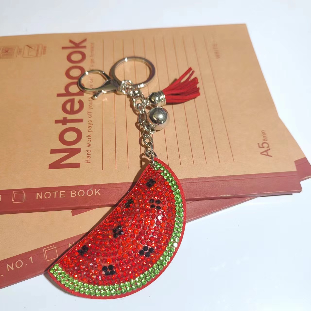Daily Occasion 1 Piece Glam Cute Fruit Watermelon Flannel Diamond Unisex Keychain
