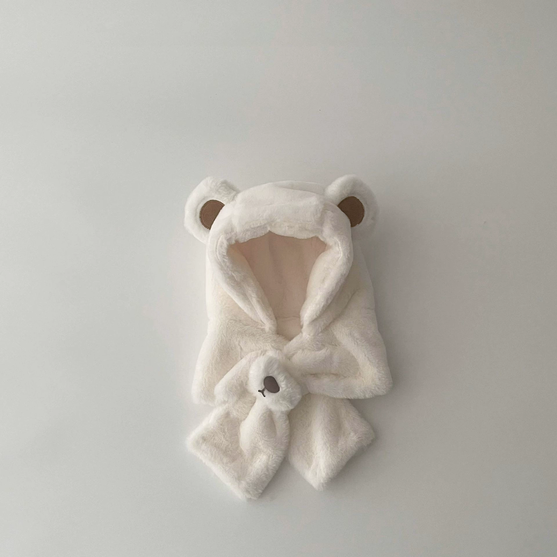 Детская Velvet Bear Hood шапка и шарф набор для мальчиков - корейский стиль, ветронепроницаемый, ушки-медведя