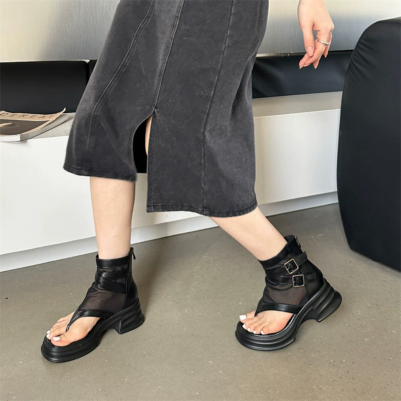 2024 новые толстые ножки с водонепроницаемый стол римские сандалии