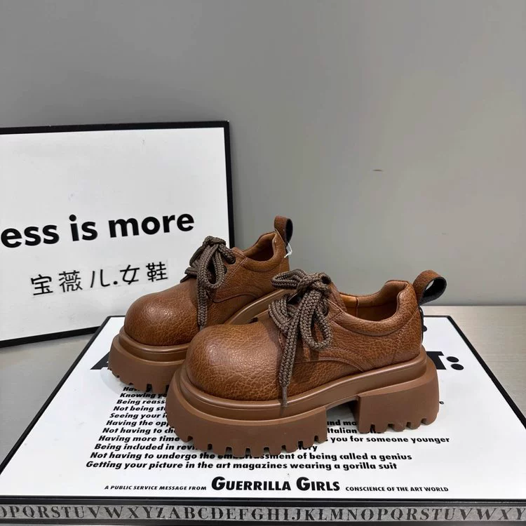 Footwear English style platform for leather shoes, loafers for leisure, British style, 2024 years, autumn, french style, French retro style