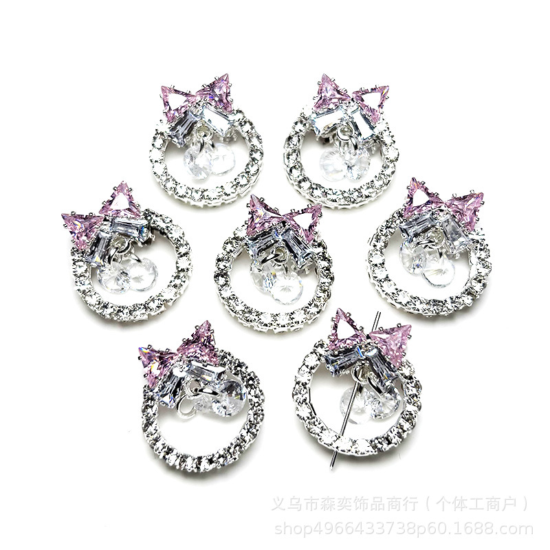 Double-Sided Zircon Butterfly Wreath Vertical Hole Spacer Beads Bowknot Running Ring Straight Hole Beads DIY Phone Chain Accessories