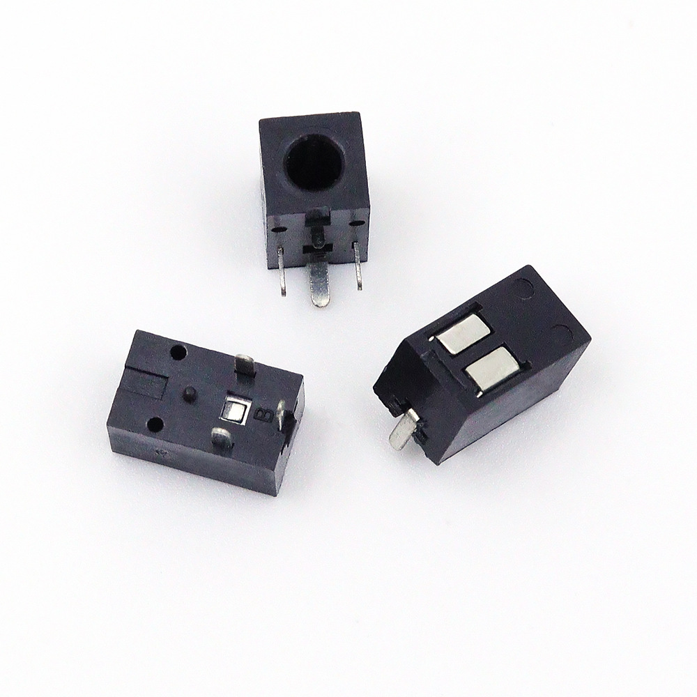2.5mm headphone jack PJ-210W fully plastic flat mouth headless three-pin plug-in charging interface audio stand with back cover 2