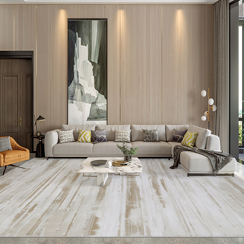 Alfombra sala de estar resistente a la suciedad fácil de cuidar sensación de alta calidad moderna simple crema gruesa hotel tejido impermeable geometría