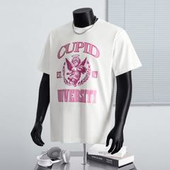 メンズファッション ヒップホップTシャツ メンズ ラウンドネック ゆったり レタープリントトップス 多用途 ストリート系 ベーシック 五分袖シャツ レディース インス