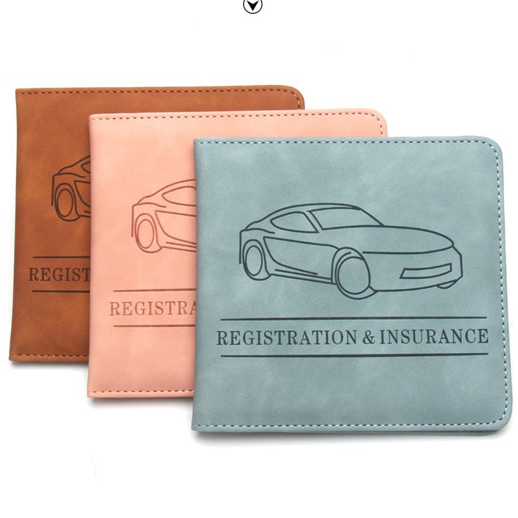 Carpeta de información de seguro de automóvil de cuero corto de motocicleta de licencia de conducir cubierta de almacenamiento