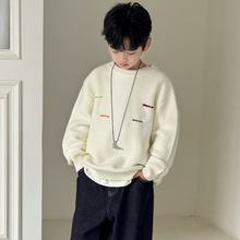 男童冬季加厚休闲毛衣2025新款秋冬款中大儿童男孩时髦针织衫潮牌