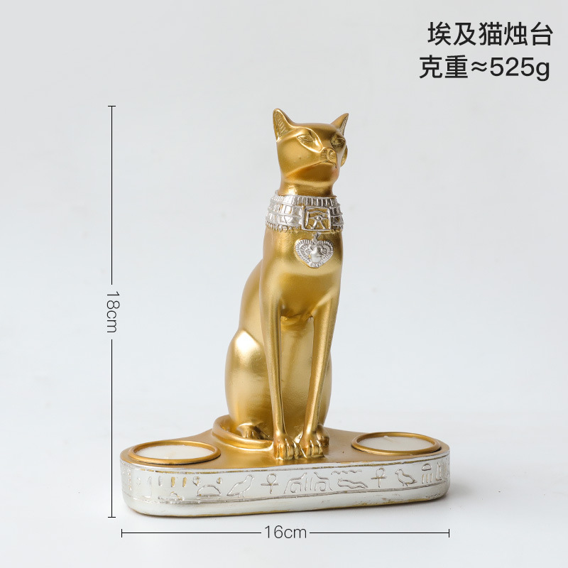 創意異域風情エジプト猫置物樹脂工芸品実用装飾書ろうそく台ソフトプレゼント|undefined