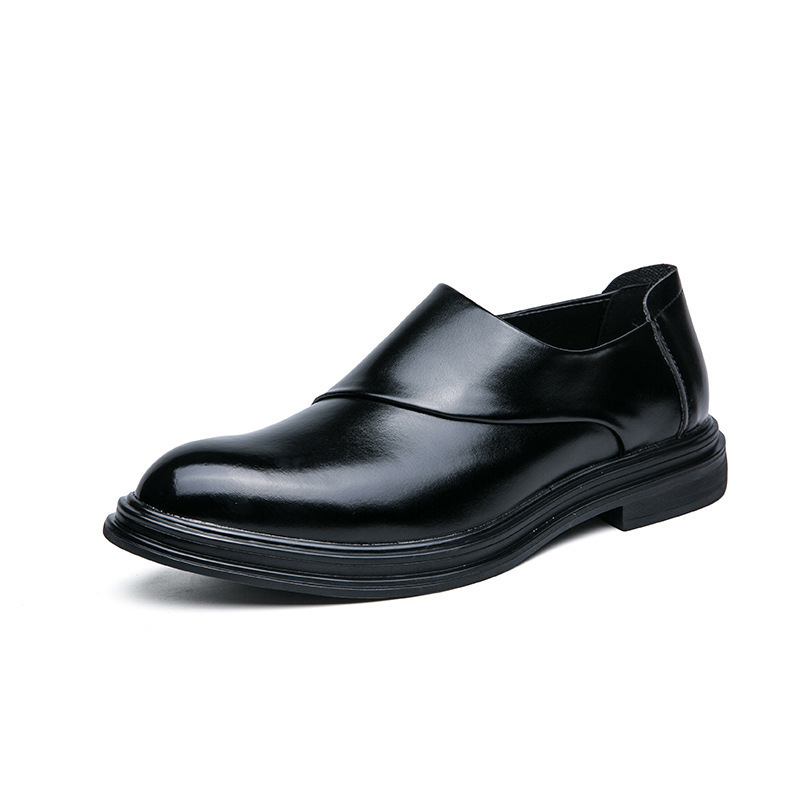 Primavera y otoño hombres zapatos de cuero casuales de negocios cubierta de punta zapatos de cuero casuales de un pie de zapatos de hombre botas de cuero pequeñas