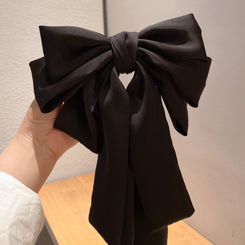 Long hair and waist ~ black big bow ribbon hairpin women's high-end back head headdress top clip Yiwu jewelry