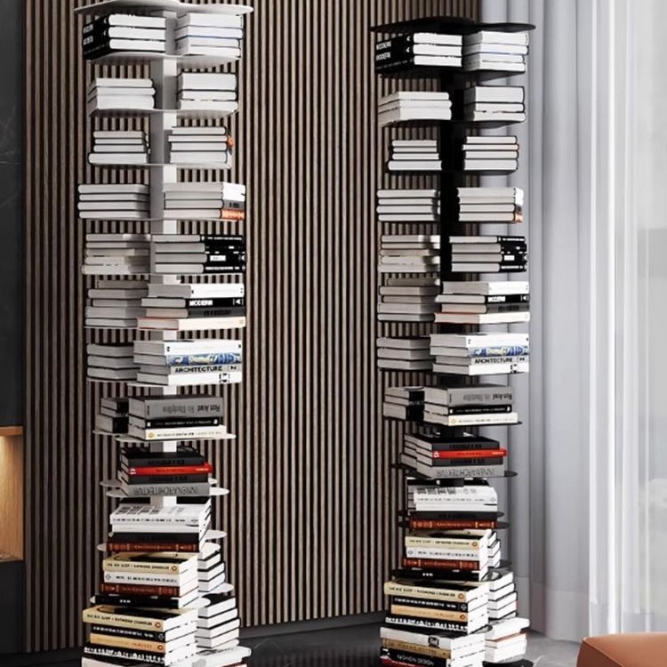 Dna Spiral Invisible Bookshelf Floor-Standing Internet Celebrity Storage Rack Living Room Corner Bookcase Multi-Layer Creative Storage Rack