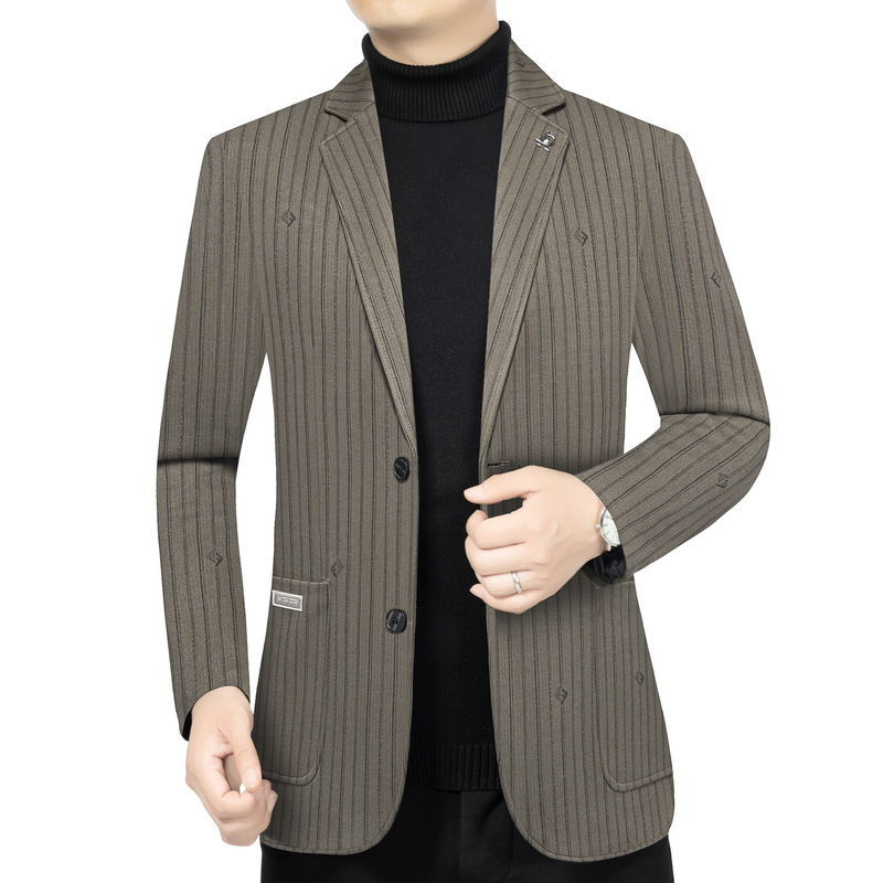 Korean Style Fashion Casual Slim-fit Striped Small Suit Jacket 2025 Spring New Fashionable All-match Men's Suit Trendy