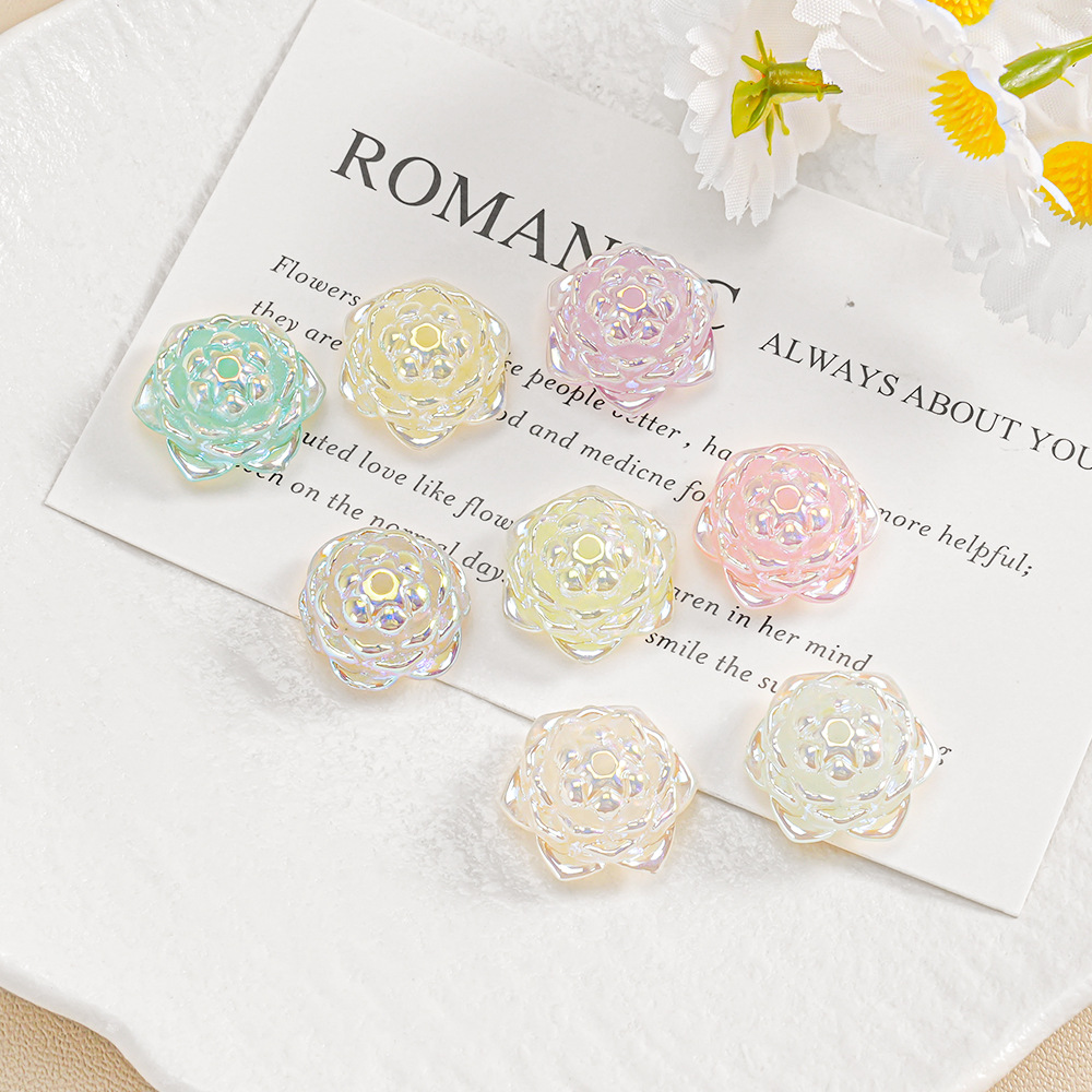 【10-20 piezas】Cuentas de Camelia y Loto 3D con Diseño de Estrella de Mar, Accesorios de Joyería, Cadena para Teléfono, Adorno Colgante para Coche