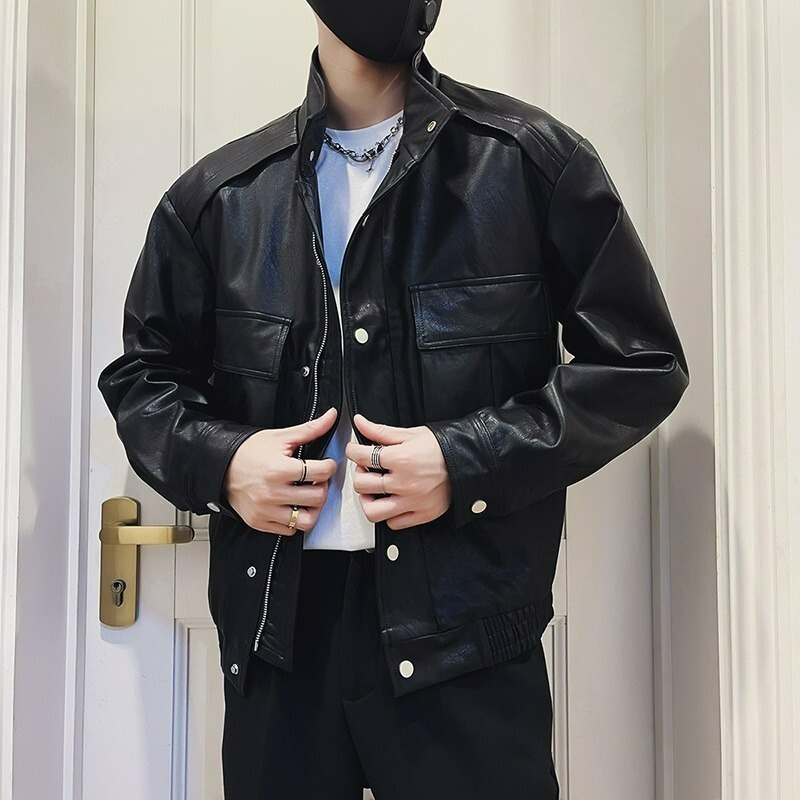 Trendy Men's High-End Spring/Summer Motorcycle Style American Retro Pu Leather Jacket Trendy Men's High-End Spring/Summer Motorcycle Style American Retro Pu Leather Jacket