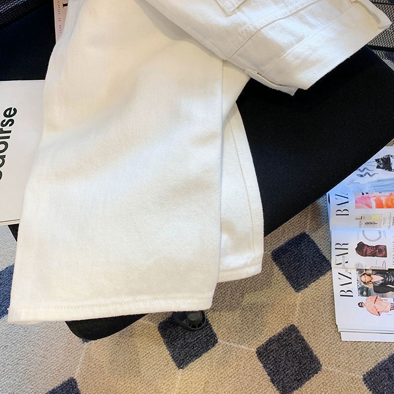2023 autumn new white all-match straight jeans women's loose draping small high waist wide leg mop pants 2023 autumn new white all-match straight jeans women's loose draping small high waist wide leg mop pants