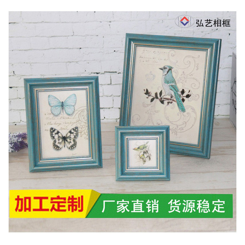 Customized Blue Retro Creative Table Photo Frame Scandinavian European and American Style 7-Inch 10inch 12inch Picture Frame Photo Frame