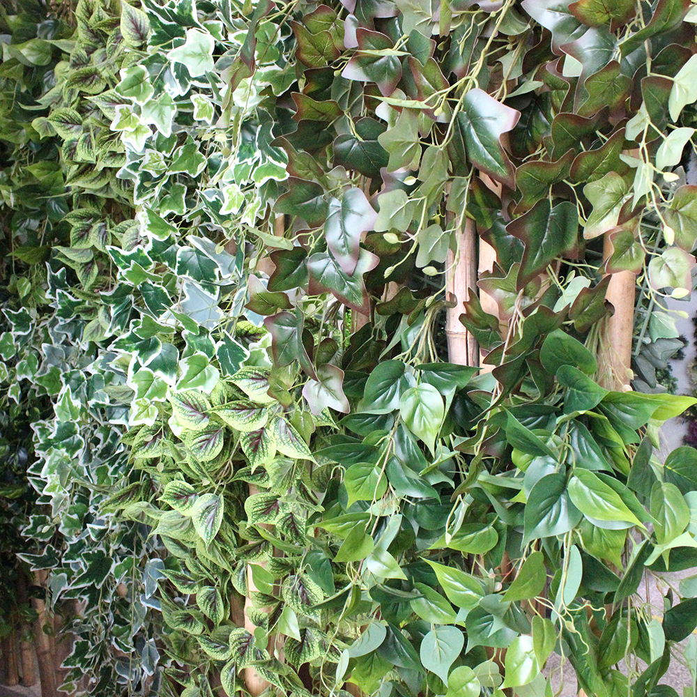 Plantas verdes retardantes de fuego, hojas, enredaderas, hiedra, flores de plástico, enredaderas, hojas de uva, simulación, decoración de techo de plantas de ratán