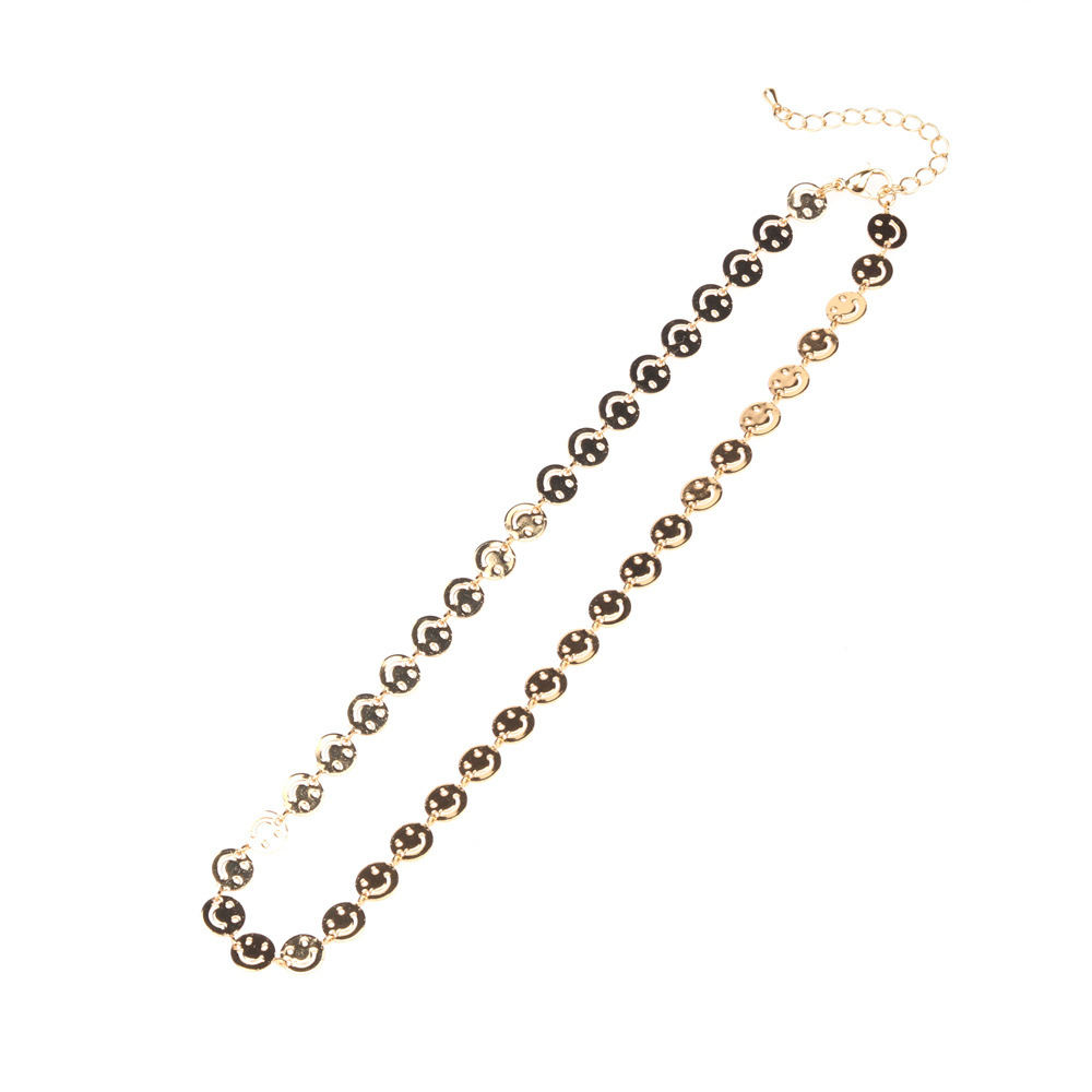simple fashion copper smiley face chain bracelet necklace wholesale nihaojewelry