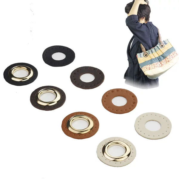 High quality simulation PU leather atmospheric eye black drawstring hole manual suture DIY bucket air bag accessories 51 accessories