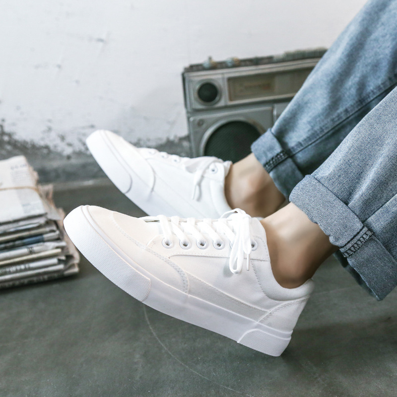 Summer New Couple Canvas Shoes Men's Low-cut Korean-style All-match White Shoes Fashionable ins Casual Sneakers for Men