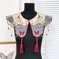 Новый национальный стиль вышитая бабочка с бахроной Hanfu облачный плечо поддельный воротник Новый китайский древний стиль конская юбка аксессуары платок