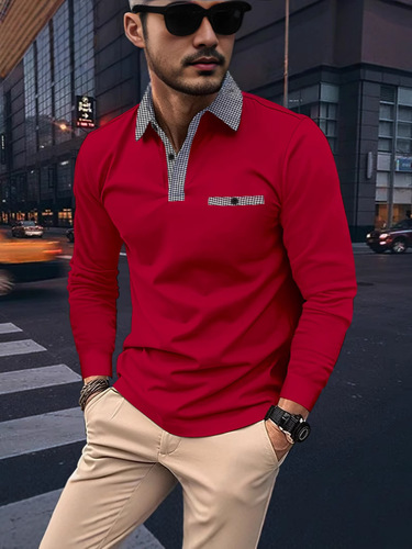 Polo Shirt for Men, Western and Eastern Style, Ins Cross-Border, Autumn Printed, Amazon Long-Sleeve Polo Shirt, Striped Men's Sportswear